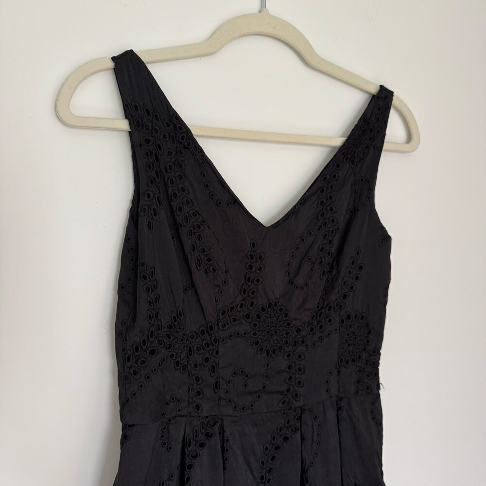 100% Silk Black Eyelet Yoana Baraschi Dress - Picture 9 of 14